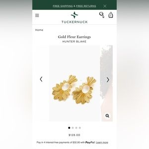 HUNTER BLAKE Gold Fleur earrings NWT- pierced ears